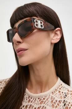 Balenciaga ochelari de soare femei, culoarea maro, BB0321S